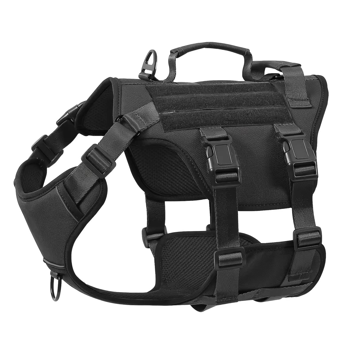 Heat-resistant Durable Nylon Tactical Service Dog Harness, Adjustable No-pull Reflective Vest With Dual Handles For Large Dogs-5