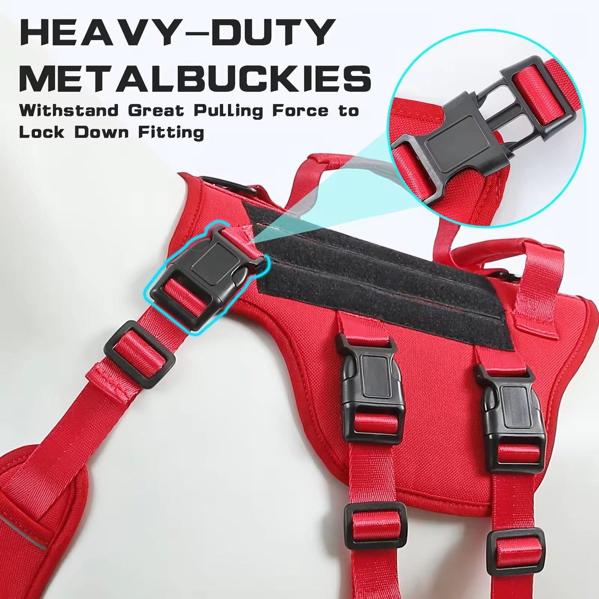 Heat-resistant Durable Nylon Tactical Service Dog Harness, Adjustable No-pull Reflective Vest With Dual Handles For Large Dogs-4