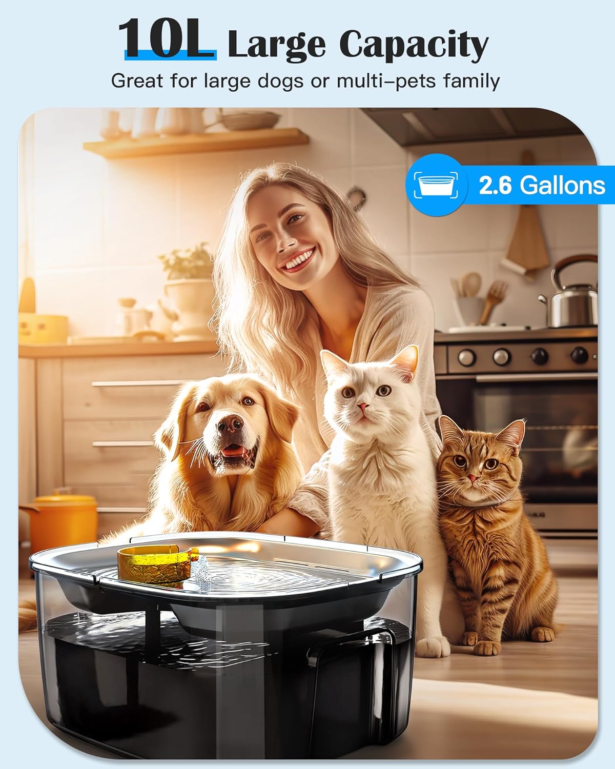 AquaFlow XL – 10L Stainless Steel Water Fountain for Large Dogs – image 4