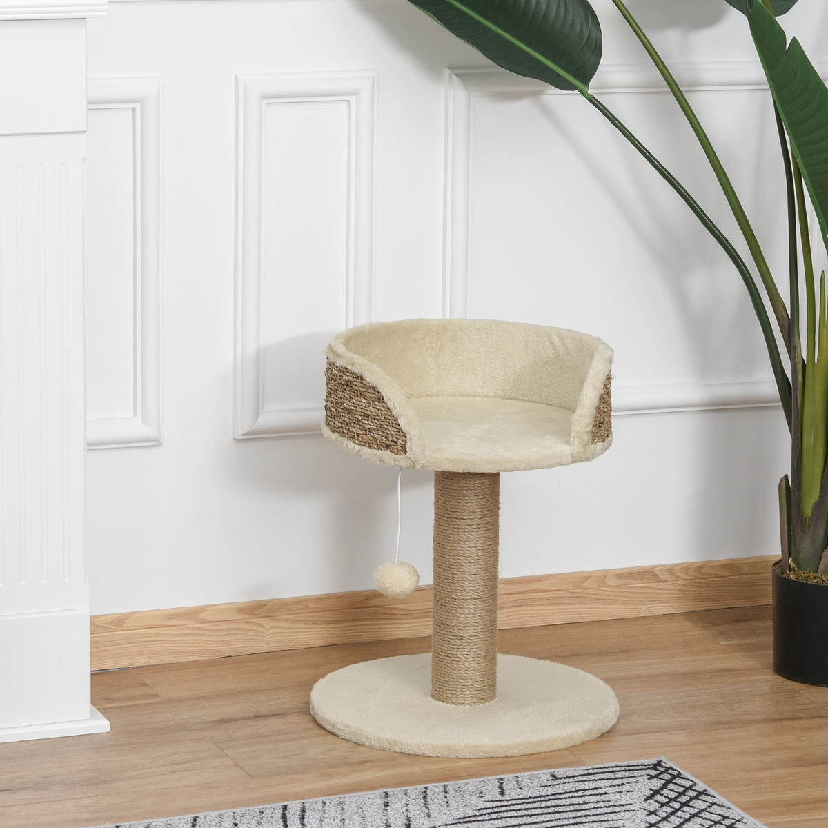 Nook Cat Tree – Plush Perch with Jute Scratching Post & Pompom – image 2